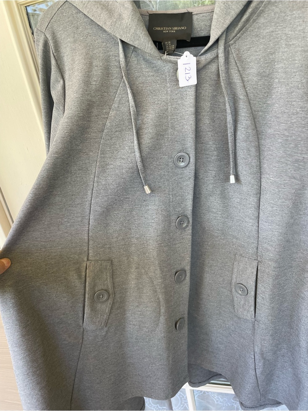 Christian Siriano New York Hooded Swing Coat Jacket Gray 2X Plus Size POCKETS - Picture 5 of 8